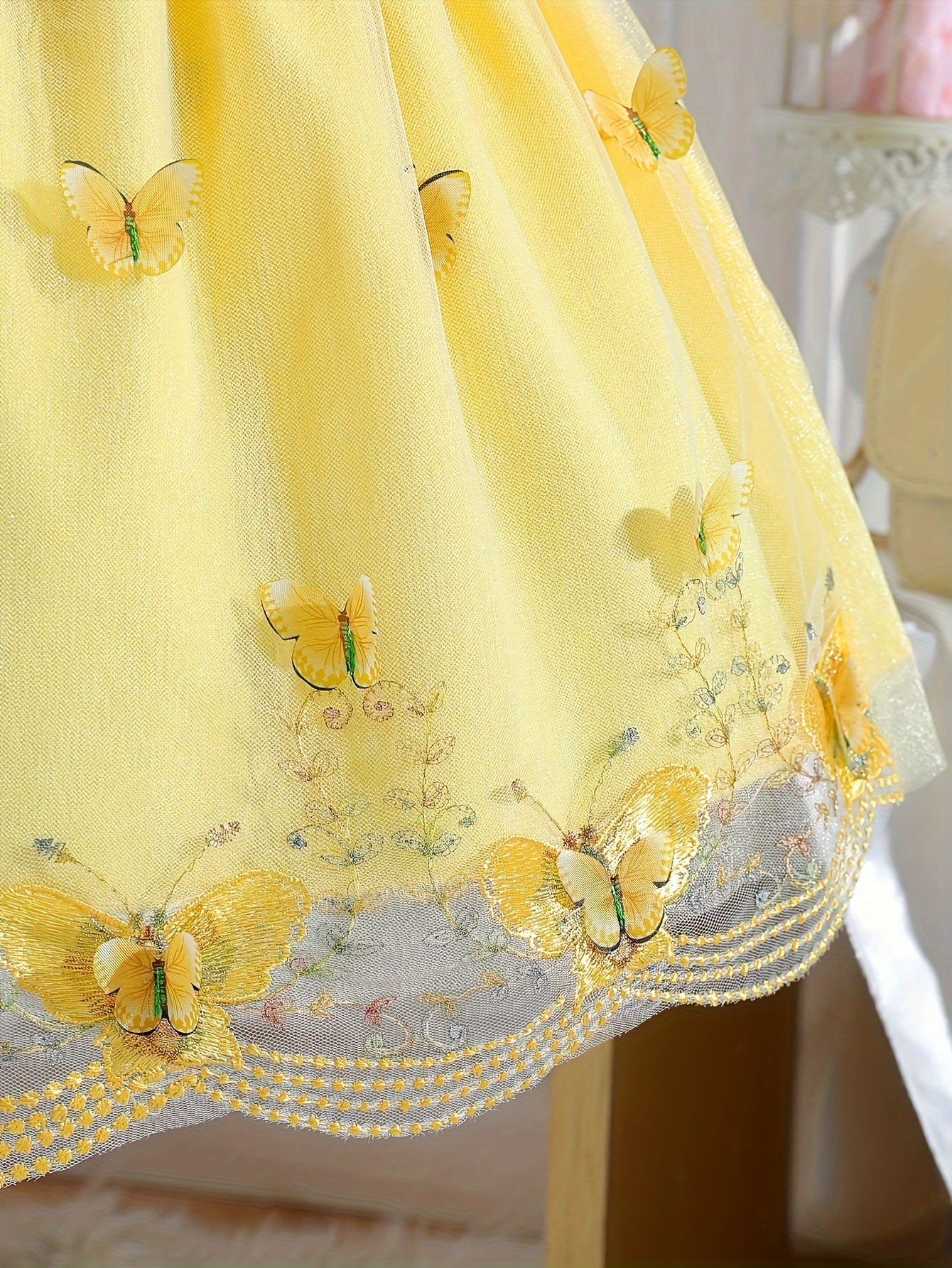 Baby Girl Clothing - School Season Gift - Baby Girl Summer Little Princess Butterfly Net- Elegant And Sweet Adorable Flower Girl Princess Dress, Suitable for Festivals And School Wear. Valentine'S Day Gift. Baby Girl Birthday Gift