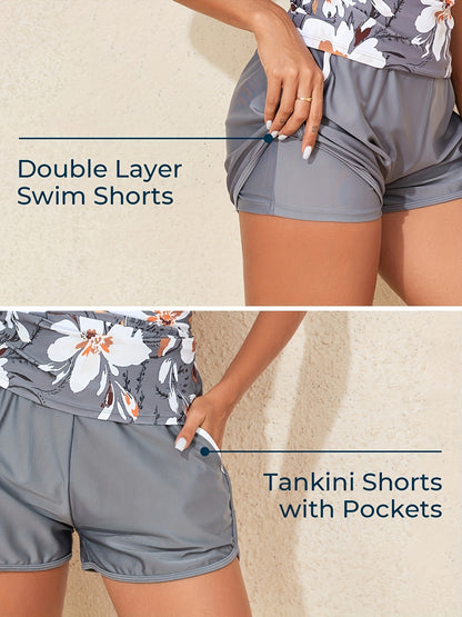 Tankini Swimsuits for Women 2025 Two-Piece Bathing Suits with Pockets And Shorts for Tummy Control
