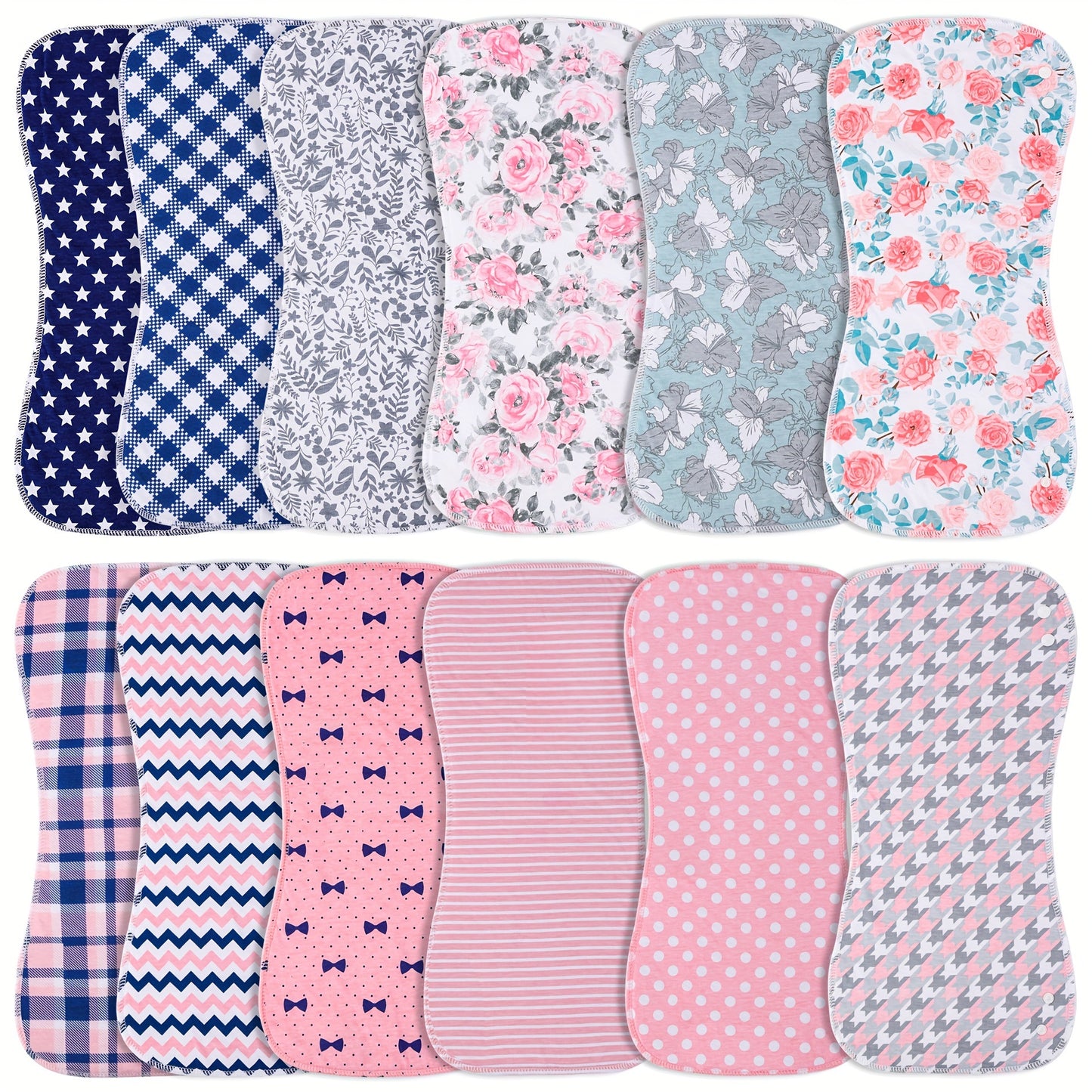 Baby Burp Cloths With Snap Large Size 3-Layers Thicken Super Absorbent And Soft Baby Spit Up Burping Rags Baby Burp Cloth Set For Boys 12 Pack