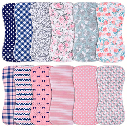 Baby Burp Cloths With Snap Large Size 3-Layers Thicken Super Absorbent And Soft Baby Spit Up Burping Rags Baby Burp Cloth Set For Boys 12 Pack