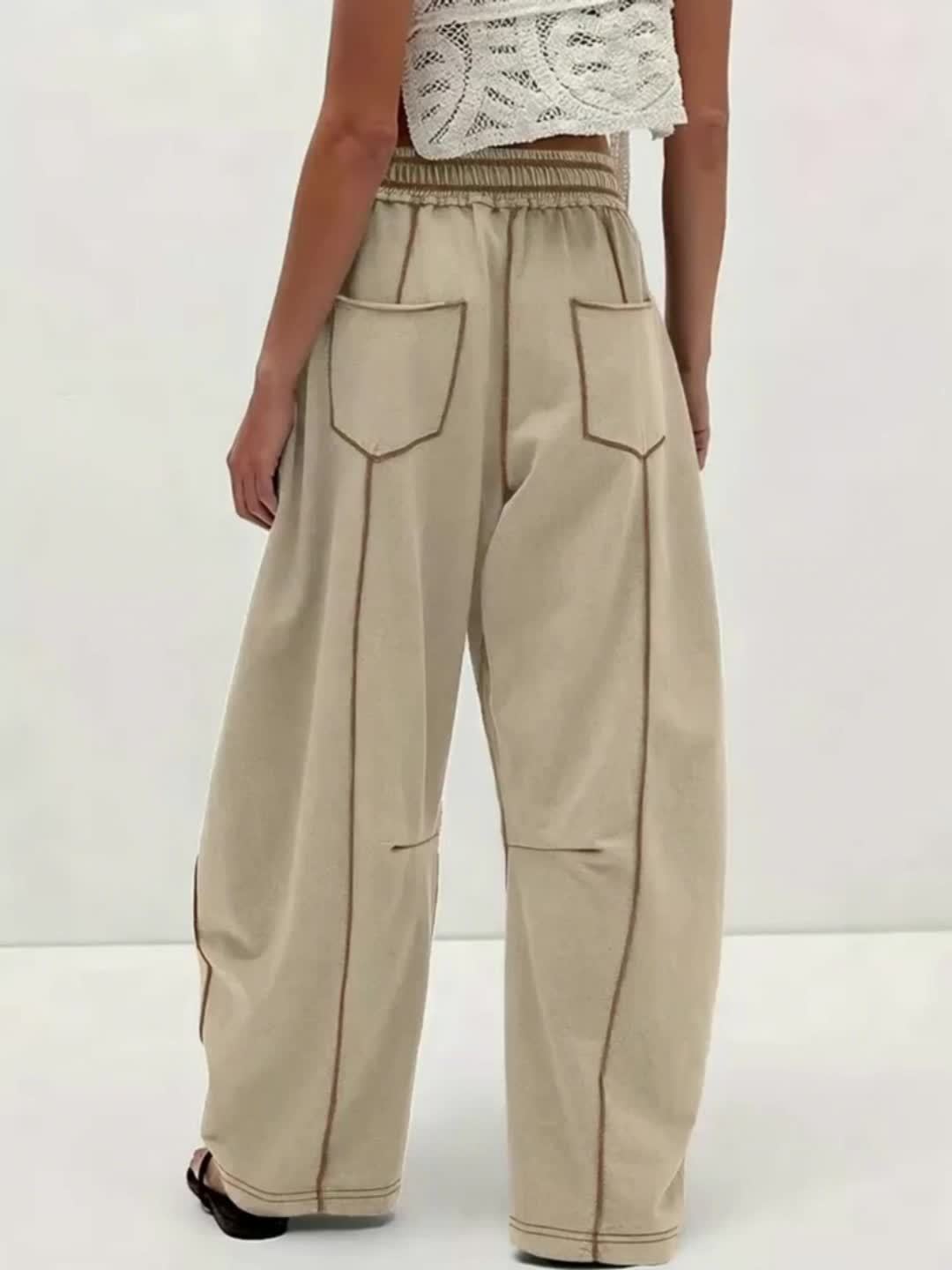 Women'S Loose Wide Leg Pants Casual Summer Wide Leg Pants Drawstring Waist Casual Pants