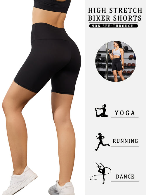 4 Pack 6"High Waisted Shorts for Women, Super Soft No See Through Workout Yoga Athletic Shorts Running