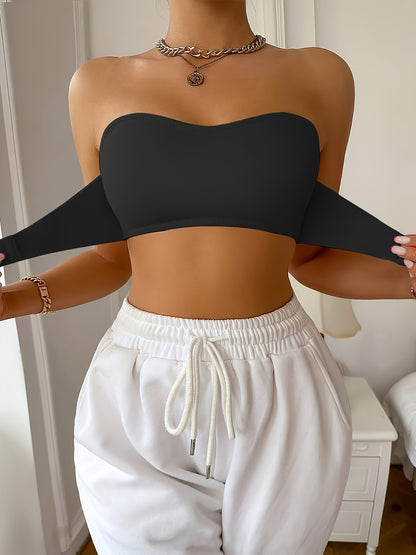 Set of Two Women'S Wireless Padded Strapless Bras - Comfortable Design in Black And White