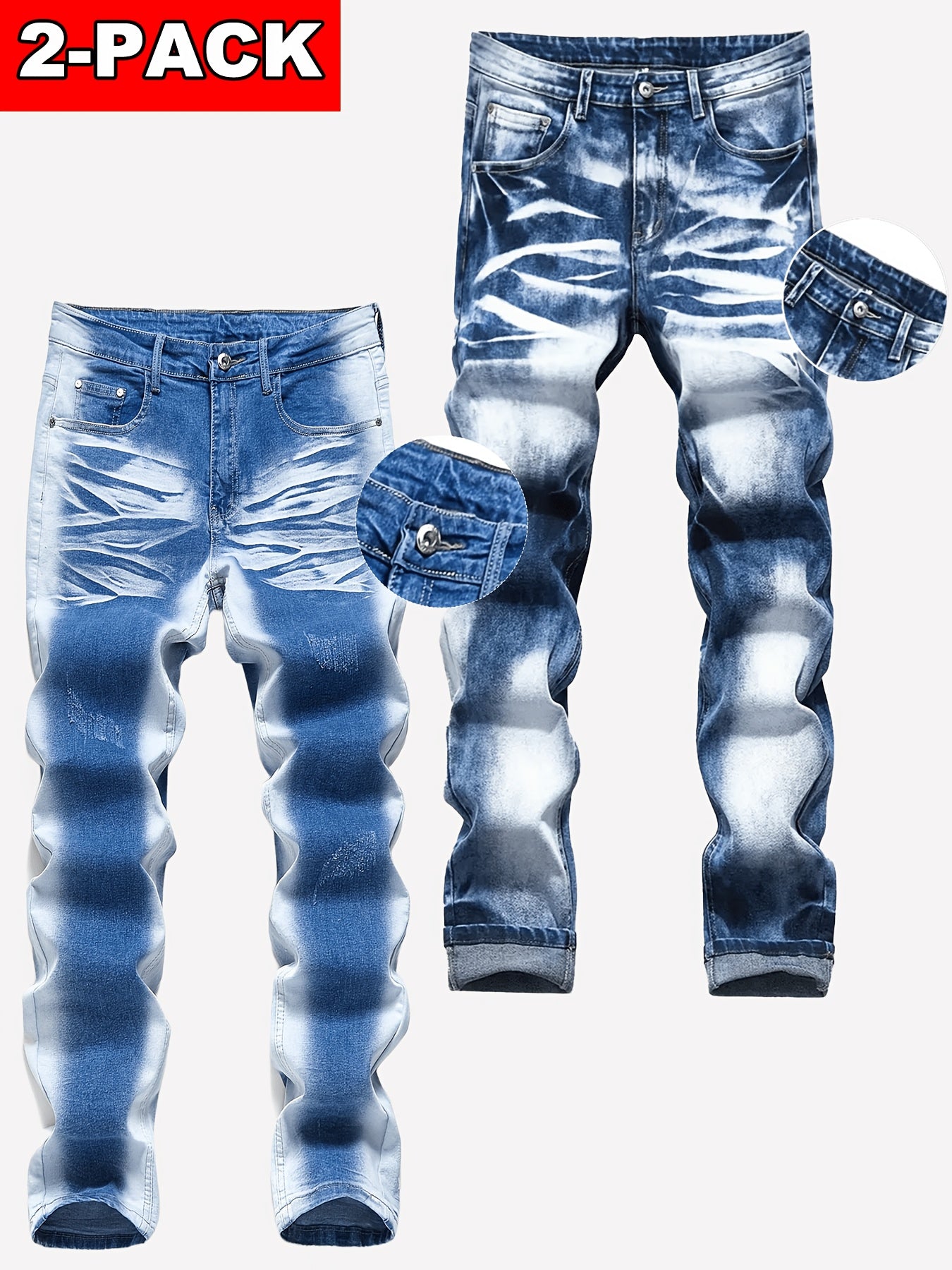 2-Pair Men's Slim Jeans, Stretch Comfort Fit, Vintage And Washed Denim Styles, Must-Have
