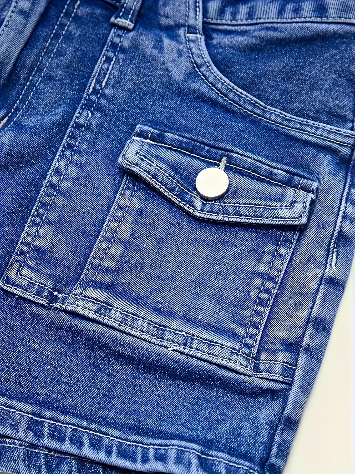 Women's Royal Blue Denim Cargo Denim Shorts - product view 5