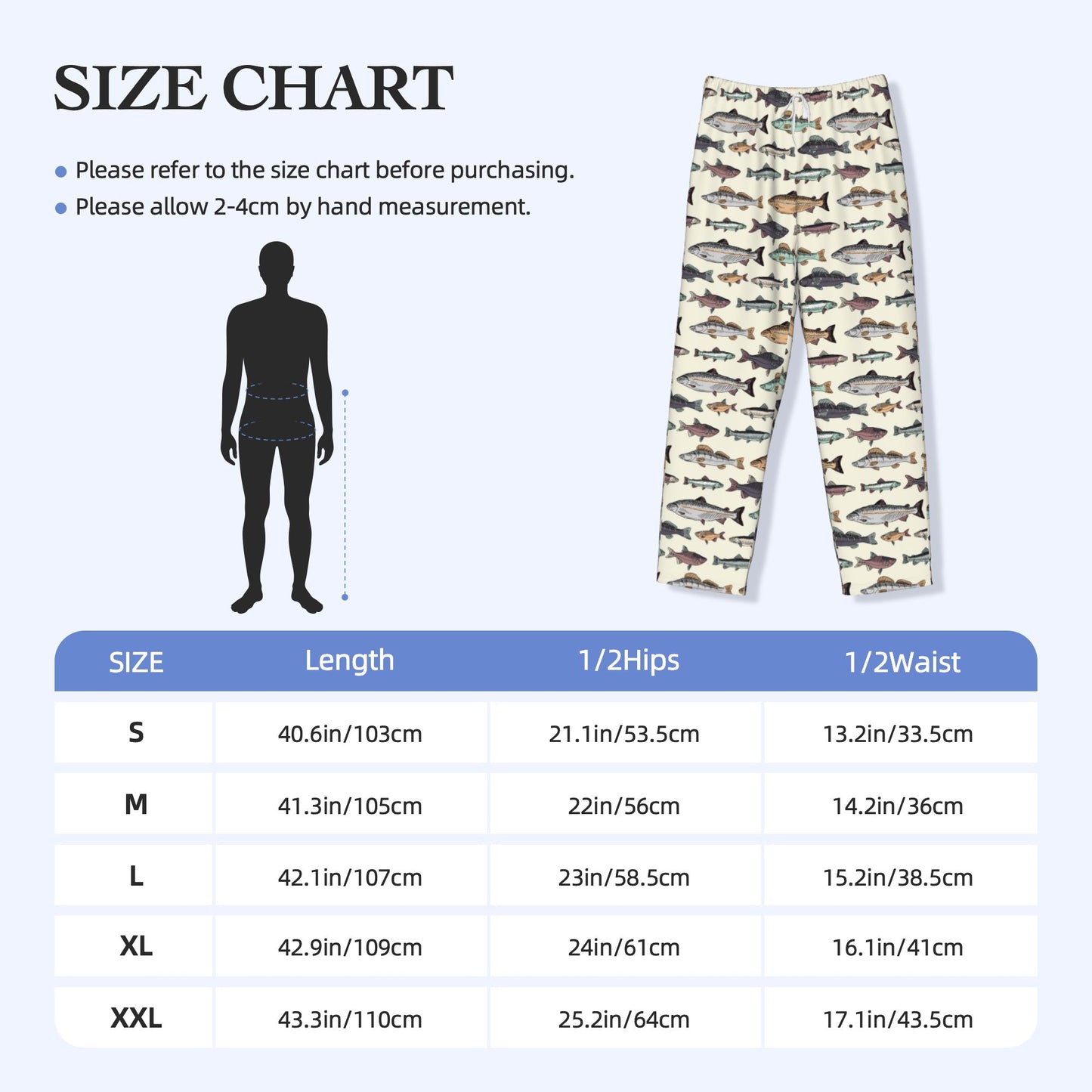Different Species of Fish Pattern Mens Fleece Pajama Pants, Warm Lounge Pj Bottoms for Men with Pockets Soft