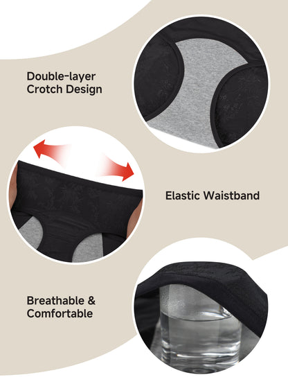 6pcs Women's High waisted Floral Jacquard Pattern Contoured Underpants with - product view 3