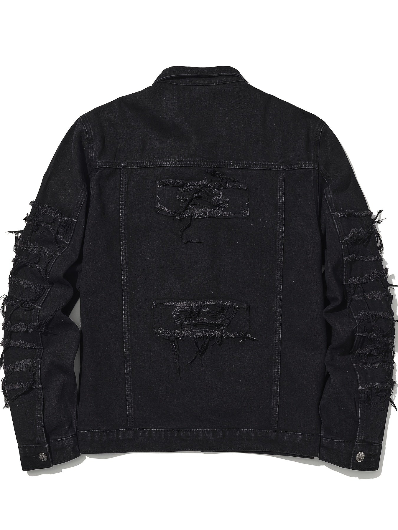 Men'S Ripped Denim Jacket Slim Fit Jean Outerwear Streetwear Casual Coat