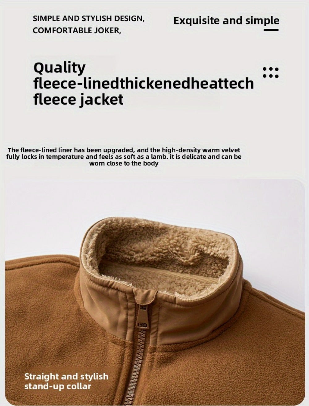 Men's Windproof Fleece Zip-Up Jacket Everyday 133