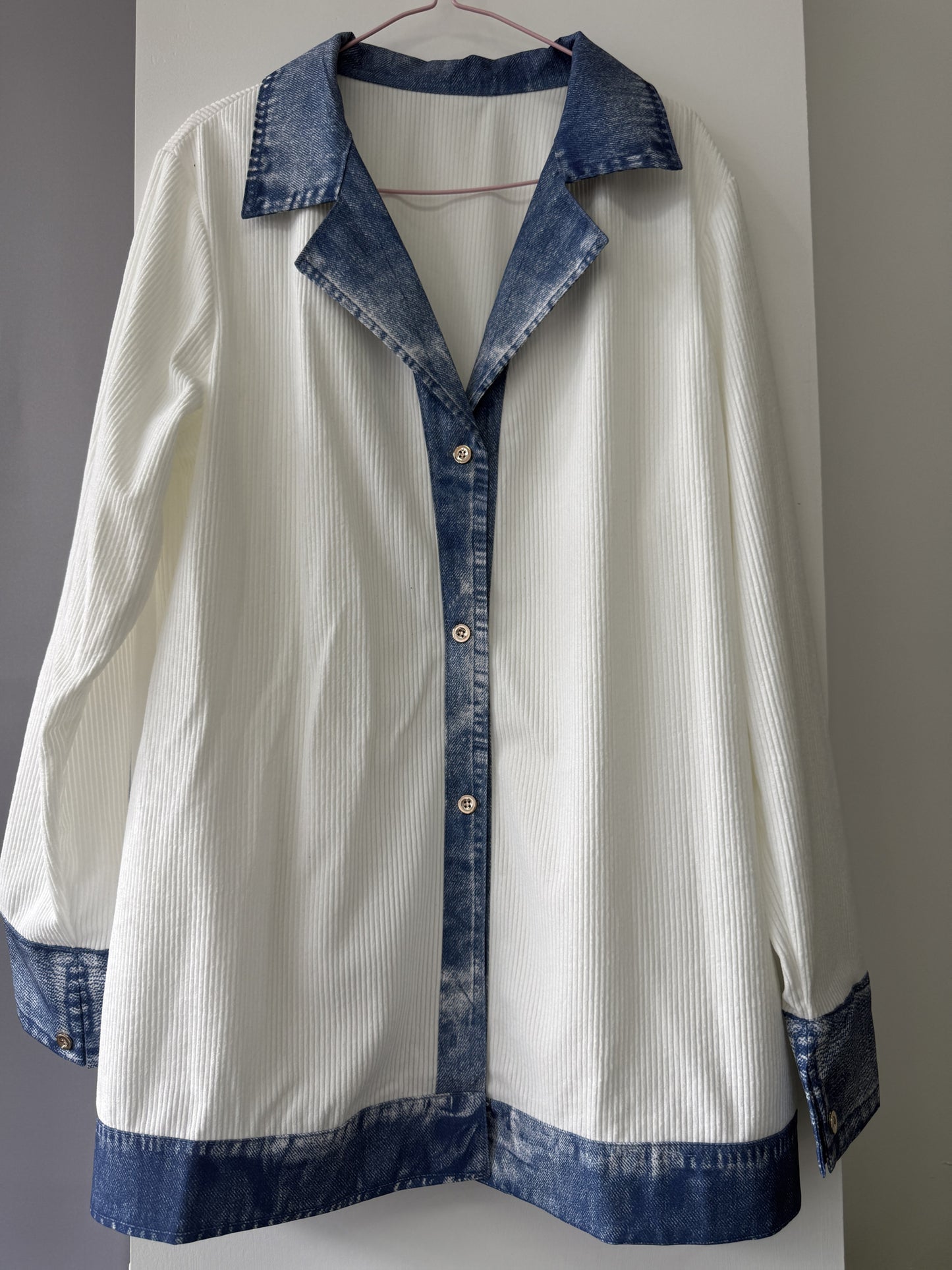 Casual Denim Patchwork Jacket with Loose Collar And Cardigan Top for Women | Long Sleeve, Single Breasted, Skinny Fit, Fall/Winter Collection