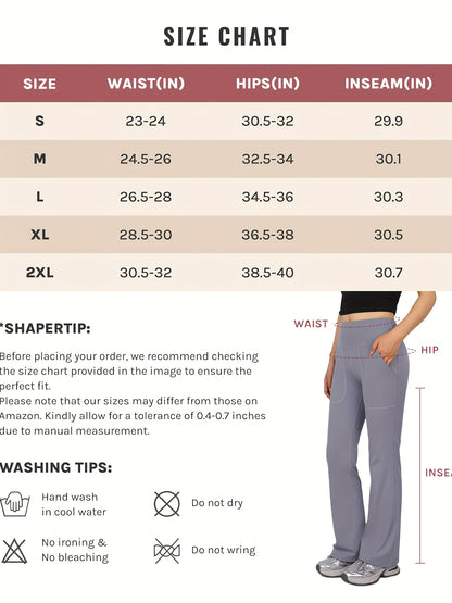 Women's High-Waisted Yoga Pants with Deep Pockets - Non-See-Through Tummy Control Workout Leggings, Stretchy Wide-Leg Flare Bottoms for Yoga, Running, Gym - All-Season Fitness Pants, Activewear Bottoms, Stylish Activewear, Durable Construction, Flared Leg