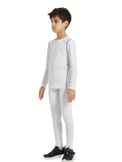 Boys' Sports Compression Set 2pcs Youngsters's Warm Underwear, Perfect for Outdoor