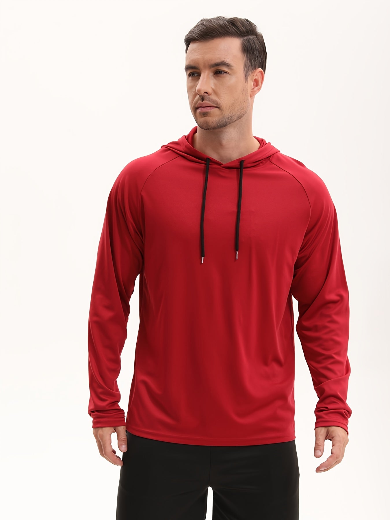 4 Packs Men'S Sports Top Hooded Drawstring Long Sleeved T-shirt, Suitable For Fitness, Exercise, And Outdoor Travel