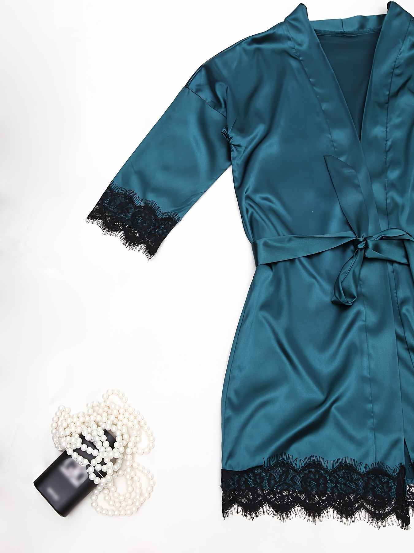 Women's Sleepwear, Home Clothes, Bathrobe 5pcs Set, Multi-color, No Pattern, Sexy, Solid Color, Contrasting Lace, No Lining, Belt, Adult Style, Comfortable and Breathable Fabric, Essential for Lovers to Save Money
