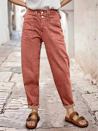 Women'S Stretch Mid-Rise Straight Jeans - Olive Green Button-Fly Belt Loops Slash Pockets Four Seasons Jeans for Casual & Semi-Formal Occasions Women'S Baggy Pants Women'S Jeans Street Fashion Women'S Pants Machine Washable