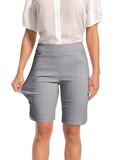 High-Waisted Work Shorts for Women with a Tulip Hem, Featuring Pockets And a Stretchy Fit, Perfect for Casual And Elegant Summer Wear