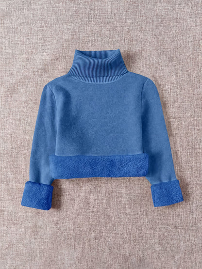 White High-neck -lined Pullover - Thick Lining for Soft Warmth in Winter, Classic Design for Effortless Style, Suitable for Layering or Wearing Alone, Ideal for Cold Weather and Office Wear.
