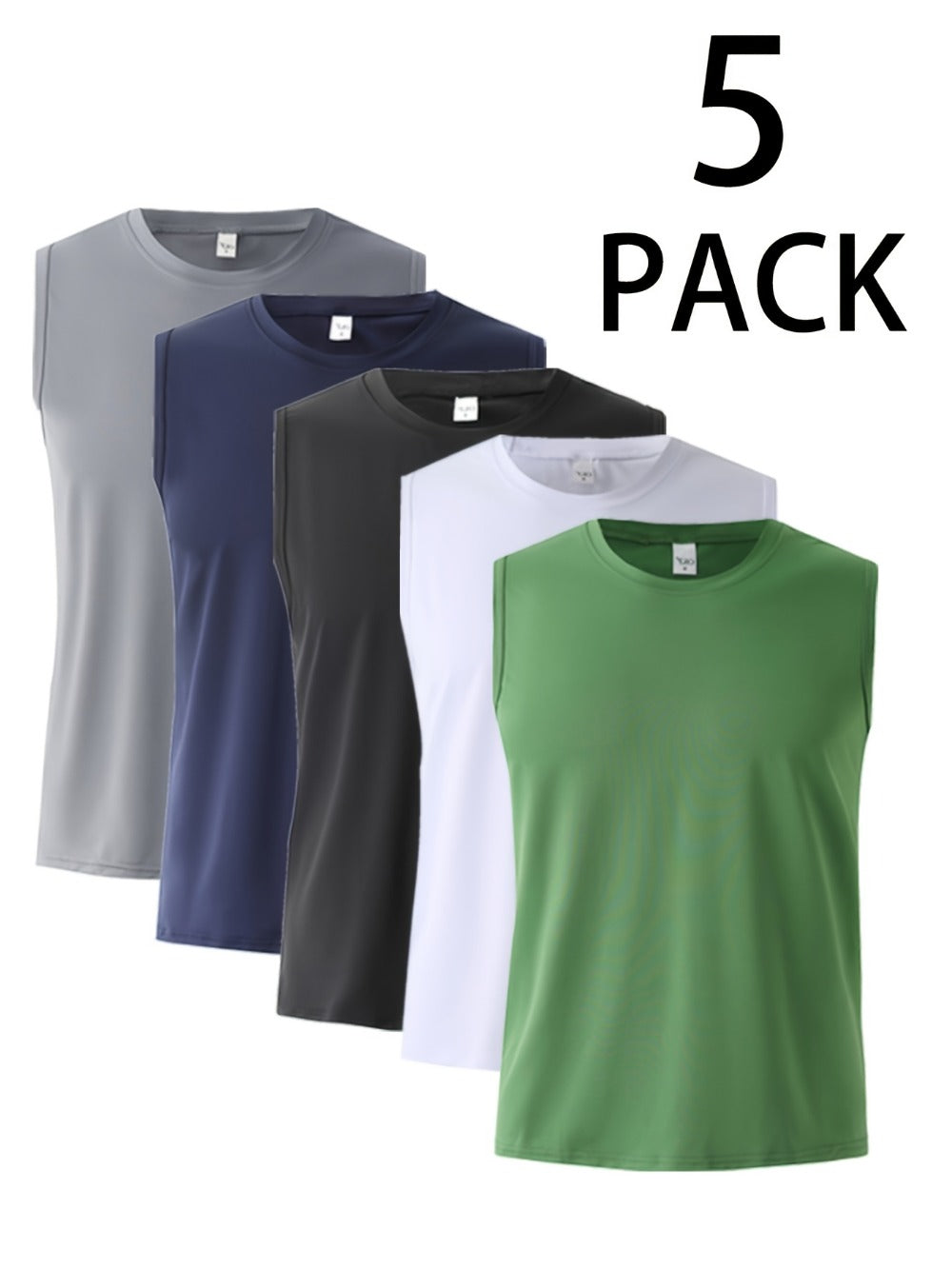 Men's Solid Color Tank Top - Crew Neck Sleeveless