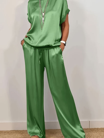 Spring/Summer New Trendy Loose Shirt, Wide Leg Pants, Casual Set