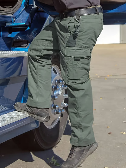 2pcs Men'S Tactical Pants - Heavy-Duty, Adjustable Belt & Multi-Pocket Design, Durable Outdoor Pants For Hiking, Hunting, Climbing, Casual Wear