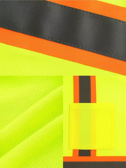 3-Pack Hi-Vis Safety Long Sleeve Shirts with Reflective Stripes, Neon Yellow Workwear