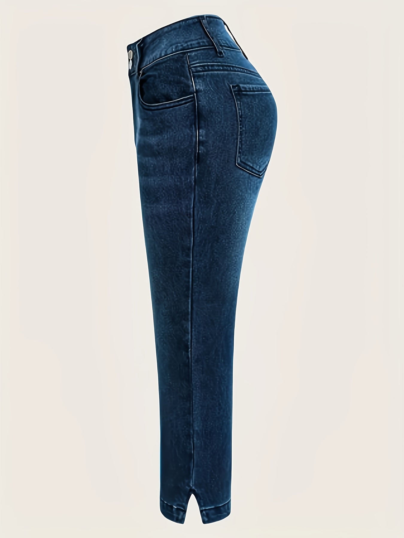 Women'S High-Waisted Stretch Denim Capri Jeans - Flattering Fit, Casual Style, Button Closure, Zipper Fly, All-Season Comfort, High Waisted Jeans, Comfortable Fashion, Nontransparent Material