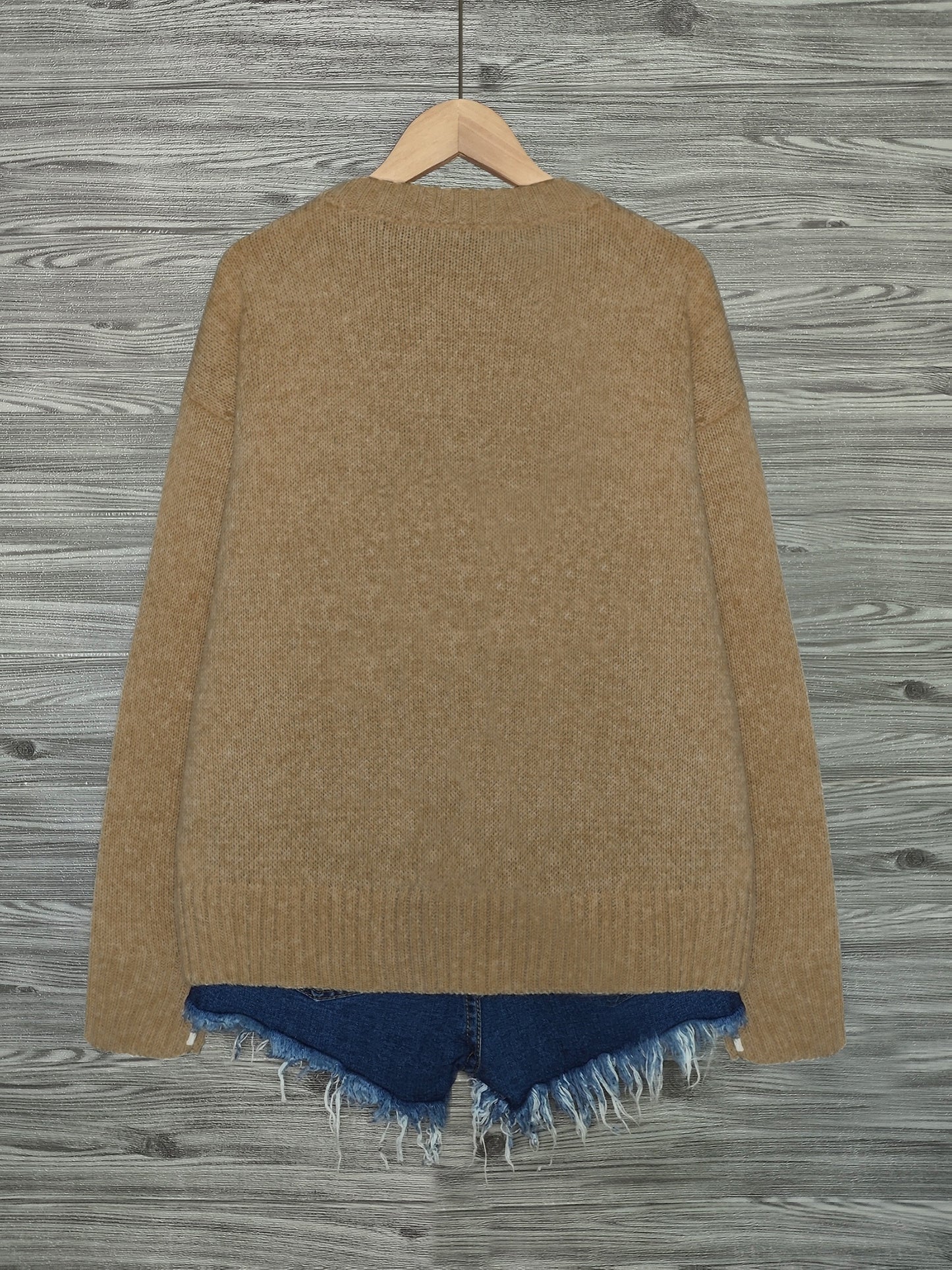 [Cozy Cat Sweater] Cozy Cable Sweater with Playful Cat Print | Women'S Beige & Brown, Loose Fit, Long Sleeve, Round Neck, Casual Spring And Autumn Top Ropa De Mujer Promotion Local Warehouse Discount