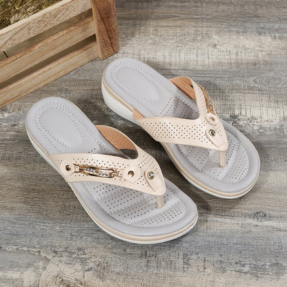 Summer Women's Flip-flops, Easy-to-wear Wedge Sandals, Women's Open-heeled Beach Casual Shoes, Suitable for Daily Wear, Suitable for Both Indoor and Outdoor Wear, Women Shoes