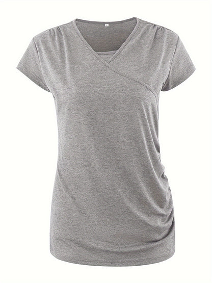 Set of 3 Women'S Short Sleeve Maternity Tops with Side Ruching for Breastfeeding