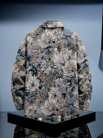 Multi-Functional Long-Sleeve Shirt Jacket Featuring Abstract Oil Painting Embroidery - Ideal for Any Season, Can Be Washed in a Machine