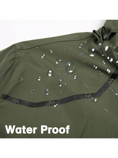 Men'S Rain Jacket Waterproof with Zipped Pockets Windproof Rain Jacket with Hooded