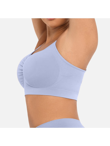 Plus Breathable High-Stretch Sports Bra with Pads - Wireless Mesh Women's Seamless Yoga & Running Top - Solid Color Activewear