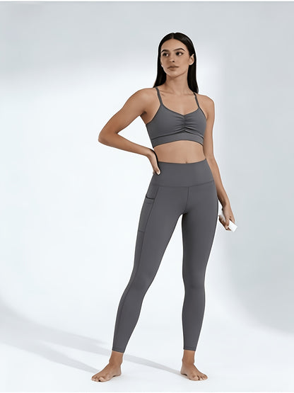 Women's Side Pocket Yoga Pants, Phone Pocket, High-waisted Butt-lifting, High-stretch Breathable, Versatile for Running And Fitness
