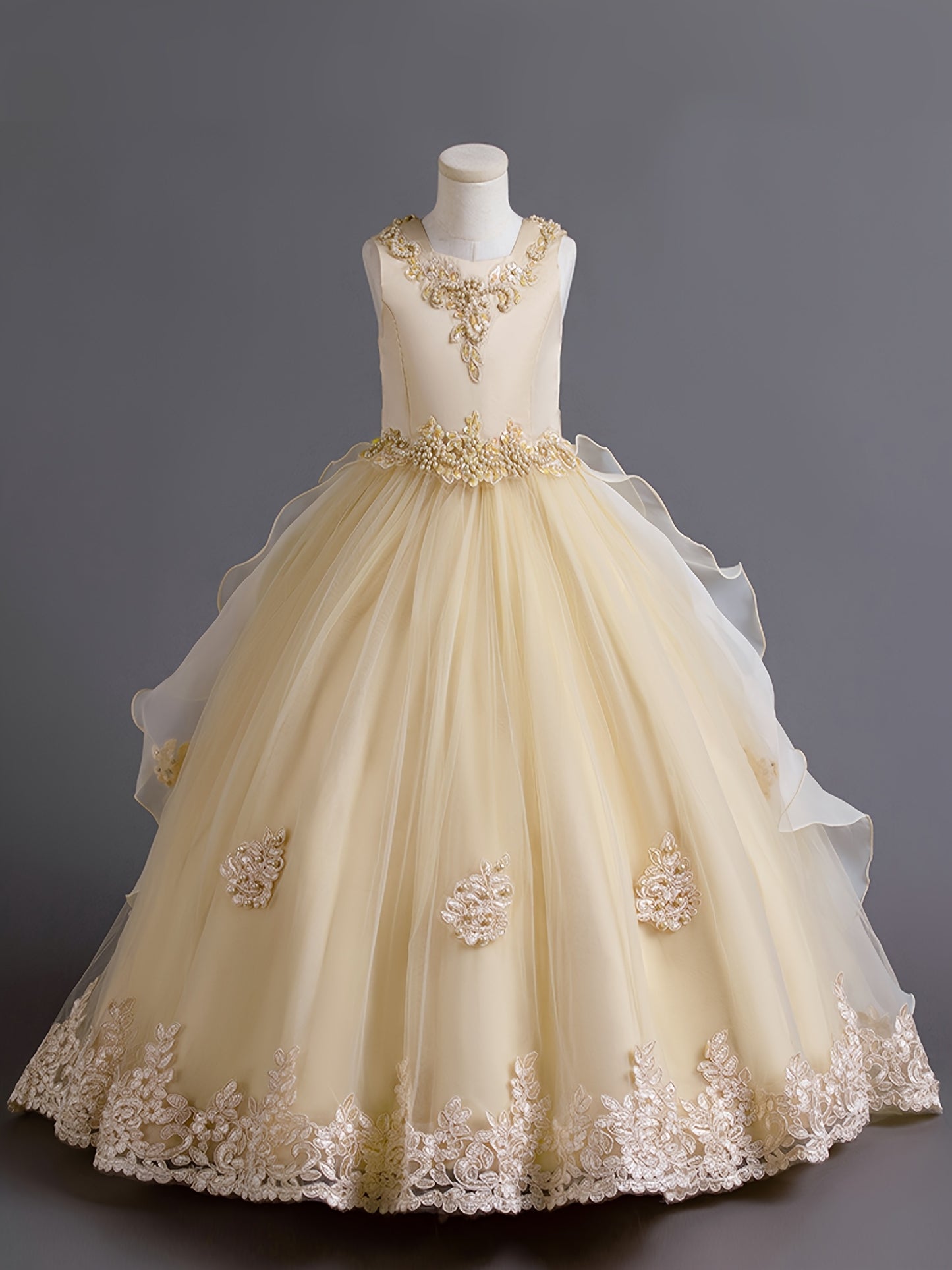 (Size Is Slightly Larger, Recommended To Purchase One Size Smaller Than Usual) Flower Dress Princess Puffy Tulle Dresses Bridesmaid Wedding Communion Birthday Party Pageant Maxi Prom Gown For Kids