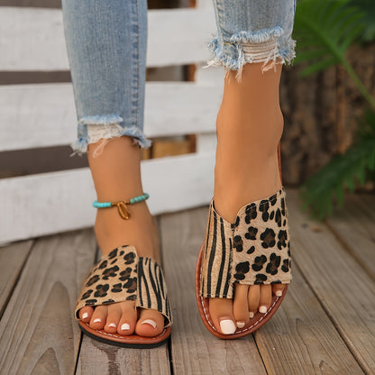 Quick Delivery, Summer Fashionable Women'S Shoes Include Leopard Print Zebra Print Sandals, Casual Flat Slippers, One Foot Shoes, Outdoor Vacation Beach Sandals, Women'S Water Shoes, Women'S Shoe Prices, Summer Essentials