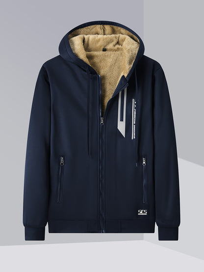 Men's Winter -Lined Thick Warm Hoodie Jacket, Athletic Zip-Up Sweatshirt with Pockets