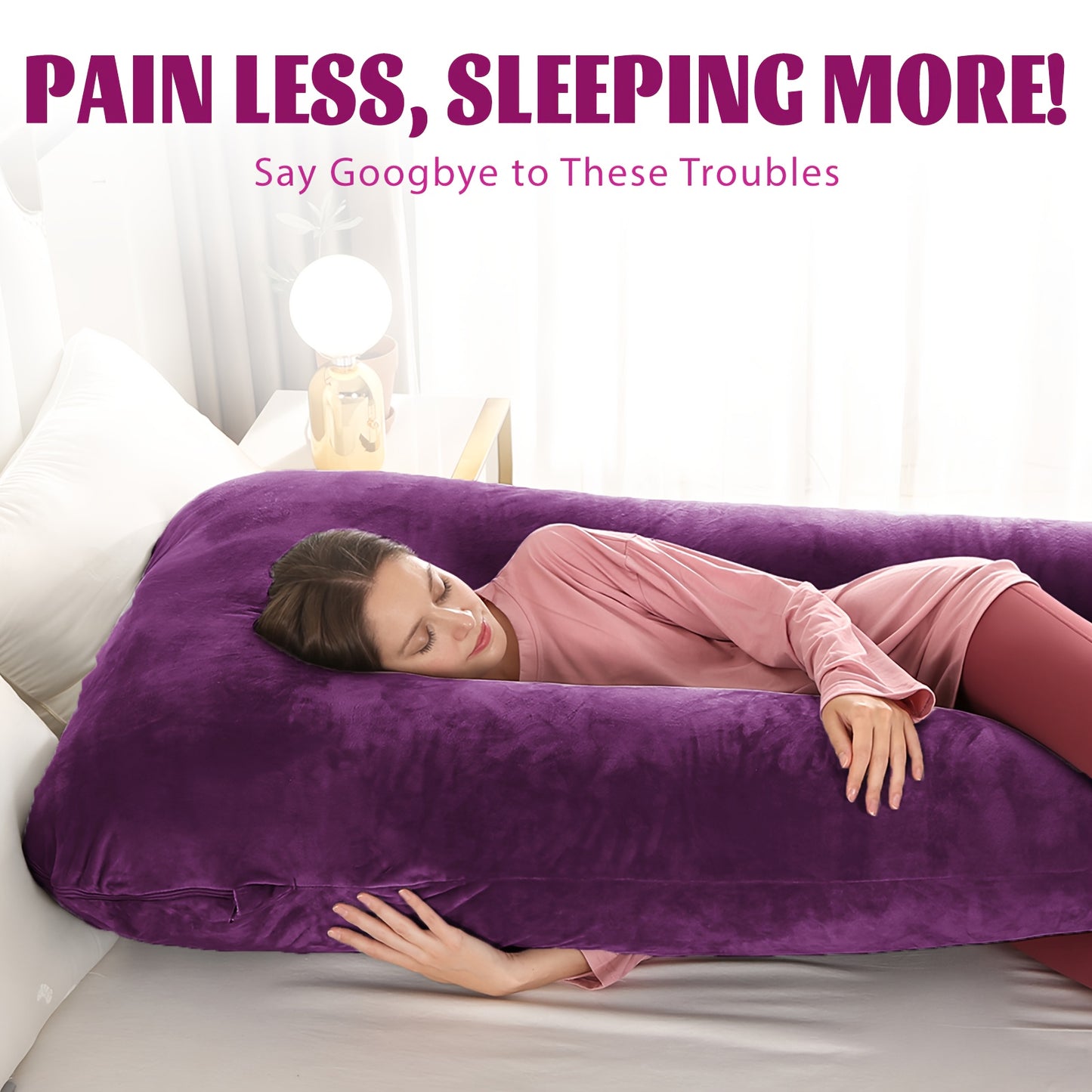 Chilling Home Pregnancy Pillows - U Shaped Maternity Pillow For Pregnant Women With Velvet Removable Cover, Easy To Clean - 47 Inch Pregnancy Pillows For Sleeping - Body Pillows For Adults Full Support, Fully Enclosed, Multiple Usage Methods