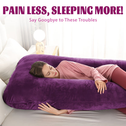 Chilling Home Pregnancy Pillows - U Shaped Maternity Pillow For Pregnant Women With Velvet Removable Cover, Easy To Clean - 47 Inch Pregnancy Pillows For Sleeping - Body Pillows For Adults Full Support, Fully Enclosed, Multiple Usage Methods