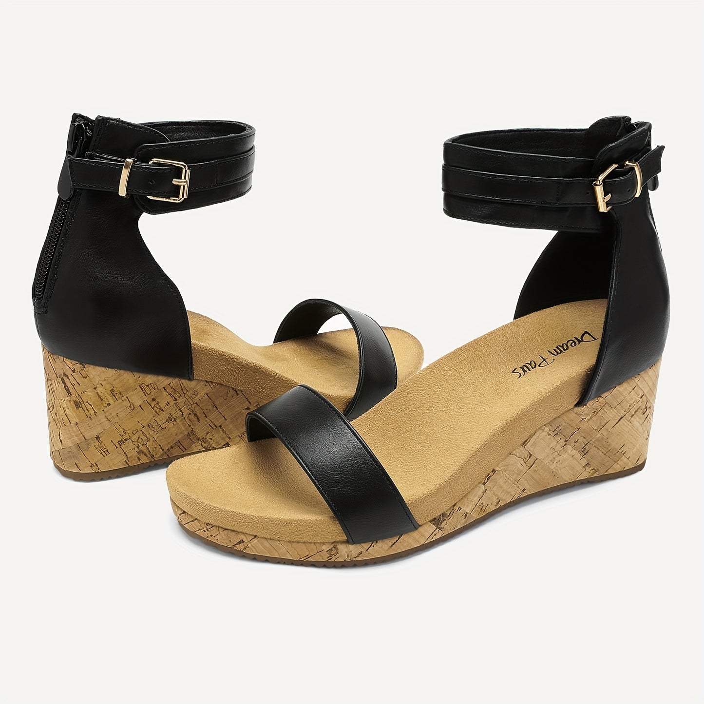 Women'S Open Toe Buckle Ankle Strap Platform Wedge Mid Heels Sandals Stylish and Comfortable and Fashion Shoes Fashion Outdoor Shoes Quick On and Off Suitable for different occasions