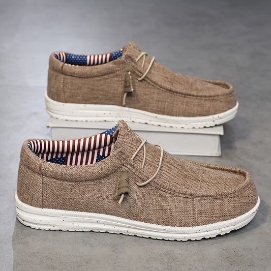 Men'S Plus Size Breathable Vintage Canvas Loafers, Comfortable for All Seasons, Low-Top Semi-Formal Shoes, Grey-Black Round Toe Design Available in Couple Styles, Casual Sneakers, Suitable for Outdoor Sports, Fitness Jogging, And Daily Wear