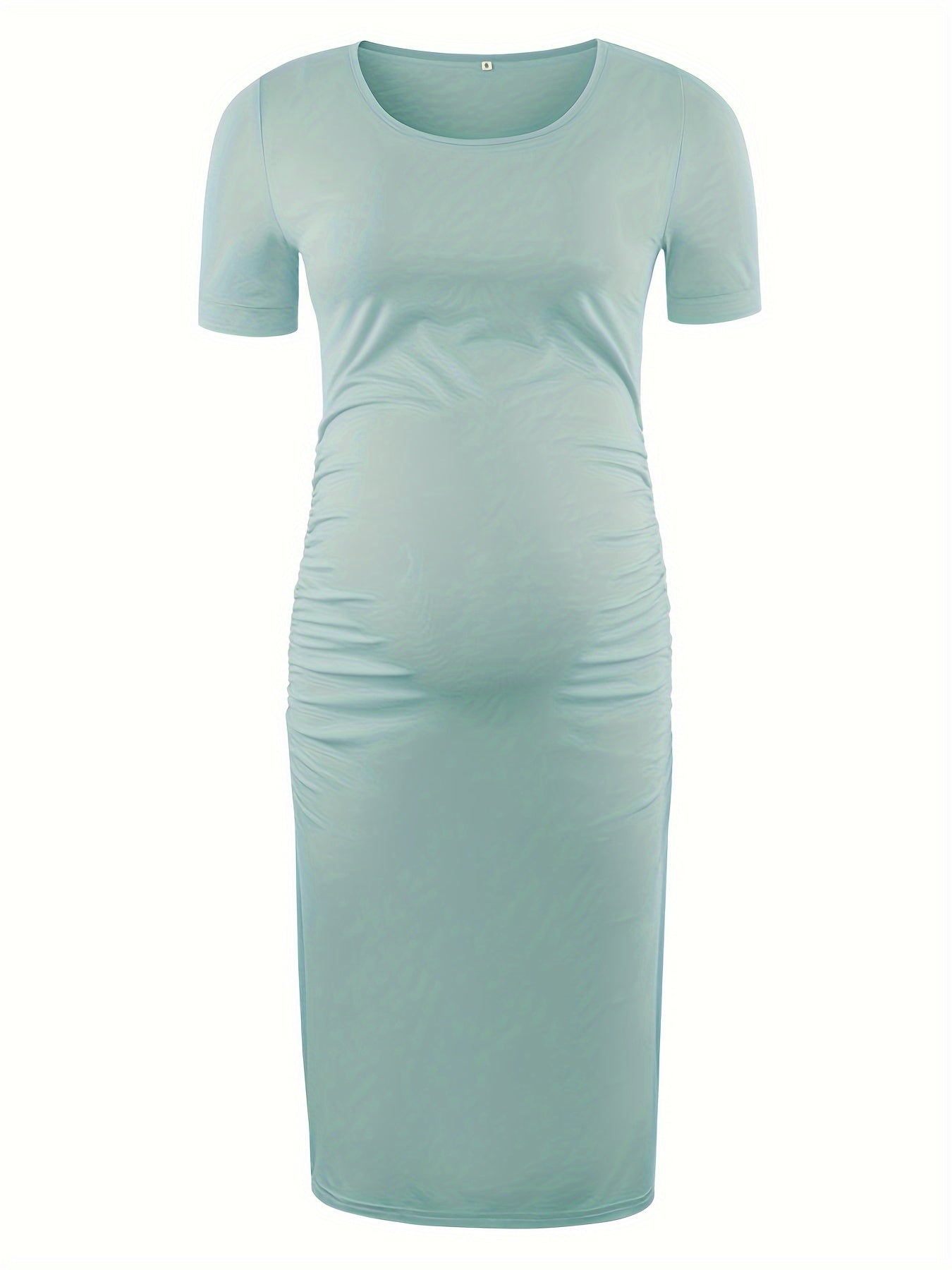 Women's Maternity Bodycon Ruched Side Dress Casual Short Sleeve Dress for Daily Wearing Or Baby Shower