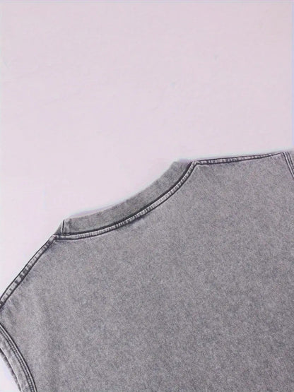 Black Cotton Printed Sleeveless T-Shirt - product view 26