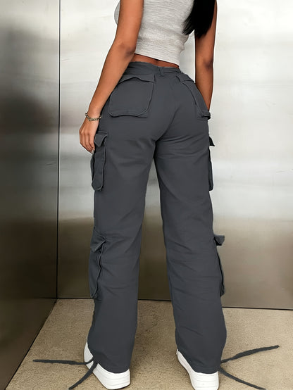 Y2K Style Retro Wash Water Era Feel Women's Work Pants, Basic Multi-functional Pockets Are Very Suitable for Street Travel.