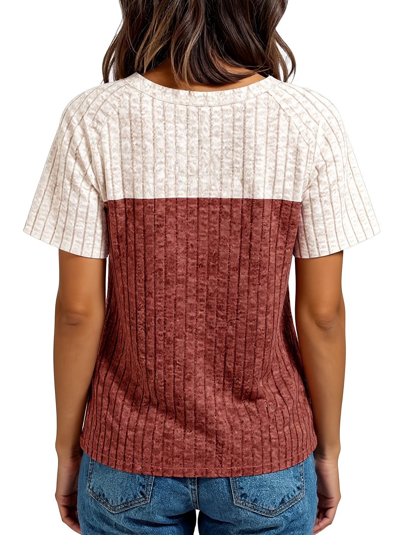 Ladies' Comfortable Top, Elegant Loose, Basic Shirt, Round Tie, Button T-shirt, Casual Two-color Short-sleeved Pullover