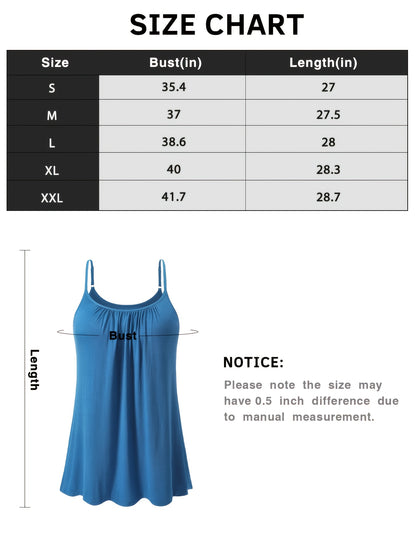 Vislivin Summer Women'S Camisole Tops with Built-In Bra - Seamless Sleeveless Tank Tops, Soft Flowy Loose Fit Cami with Adjustable Spaghetti Straps, Comfy Elegant Blouse for Casual Wear