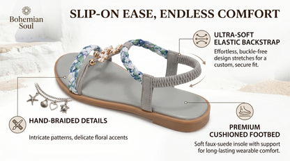 Trendy Floral Embellished Beach Sandals for Women - 3-Day Delivery From Local Stock, Ideal for Beach Vacations