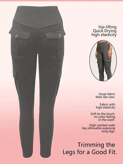One Pair Of Women'S Slim Work Pants, With Multi-functional Pockets, High Elasticity. Aids In Tightening The Buttocks And Abdomen. Airtight Pants. Suitable For Outdoor, Home Use, Commuting, And Local Warehouse Direct Delivery.