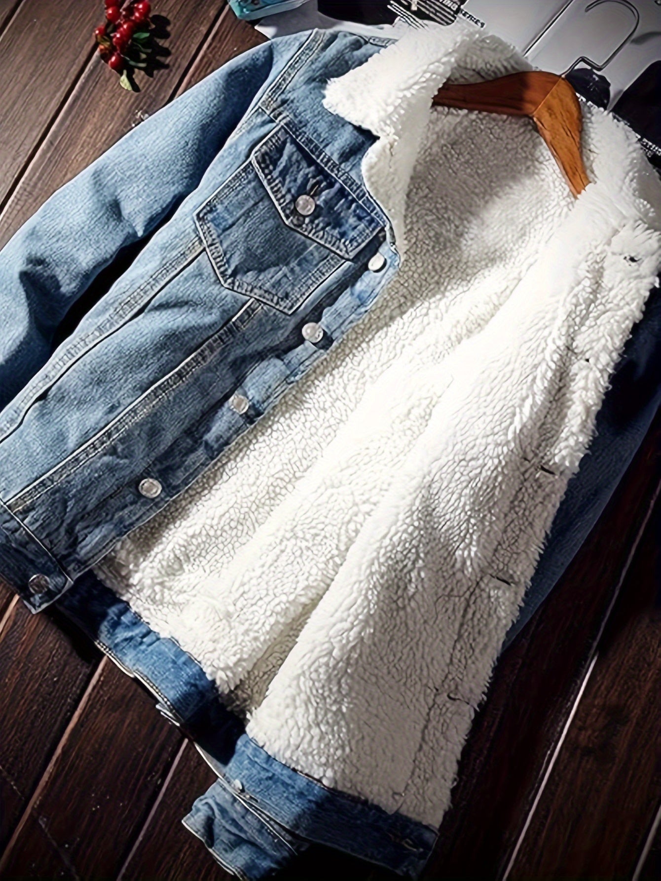 Men's Sherpa Fleece Lined Denim Jacket - Warm Winter Trucker Jacket - Cowboy Jean Jacket - Soft Fleece Lining & Durable Denim - For Men - Perfect for Cold Weather & Outdoor Activities - Ideal Gift for Winter Holidays