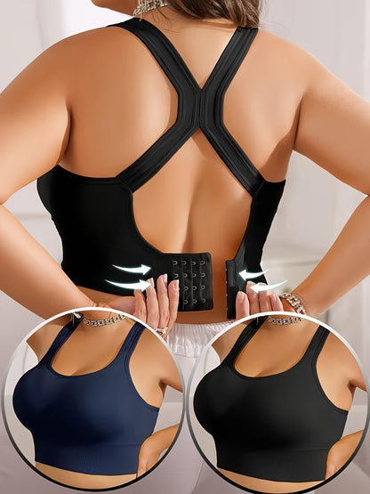 2pcs Women's Solid Color Sports Yoga Comfortable Push-up Bras - Underwear Suitable for Yoga And Exercise