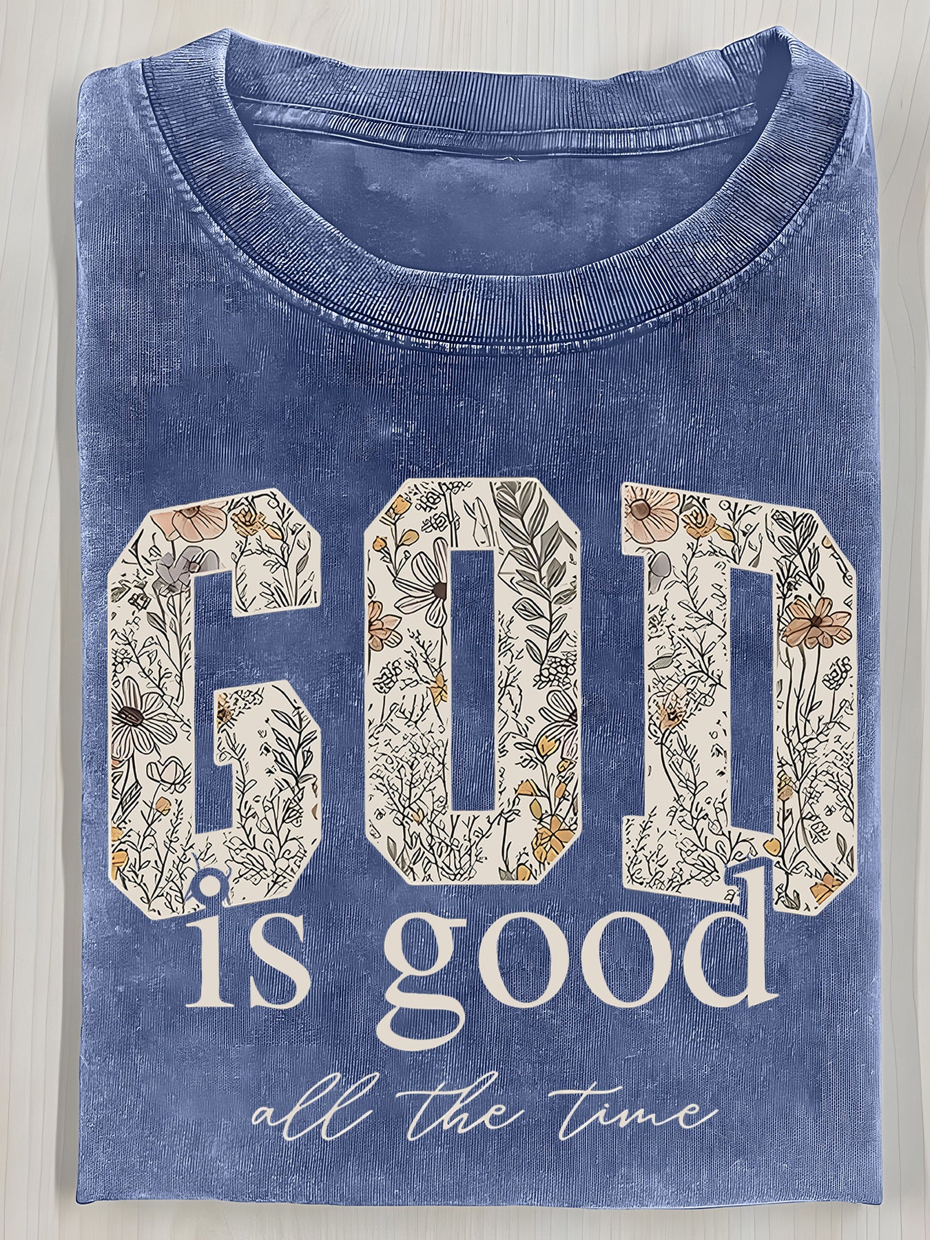 Washed, Printed T-shirts with GOD Flowers, Vintage Fashion Brand T-shirts with High Quality Batik, Ladies' T-shirts, Ladies' Autumn T-shirts, Halloween Christmas Gifts and Holiday Gifts.